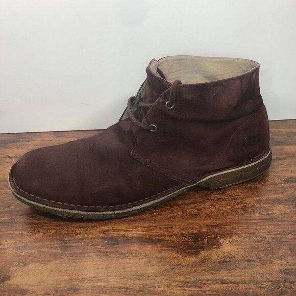 UGG Men's SZ 11.5 Leighton Leather Suede Chukka‎ Boots Mauve Dark Purple 1005487 - Picture 6 of 9